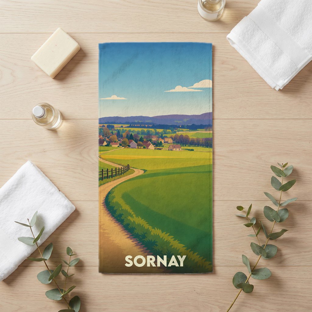 Serviette de bain 30 cm x 60 cm souvenir de Sornay