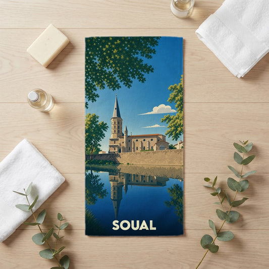 Serviette de bain 30 cm x 60 cm souvenir de Soual