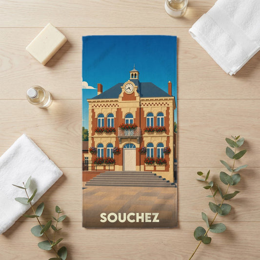 Serviette de bain 30 cm x 60 cm souvenir de Souchez