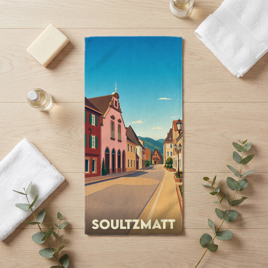 Serviette de bain 30 cm x 60 cm souvenir de Soultzmatt