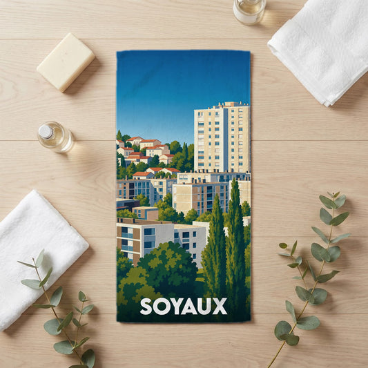 Serviette de bain 30 cm x 60 cm souvenir de Soyaux