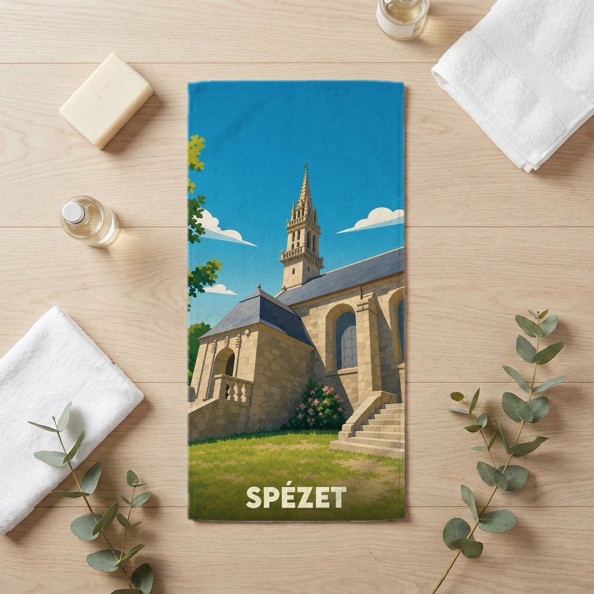 Serviette de bain 30 cm x 60 cm souvenir de Spézet