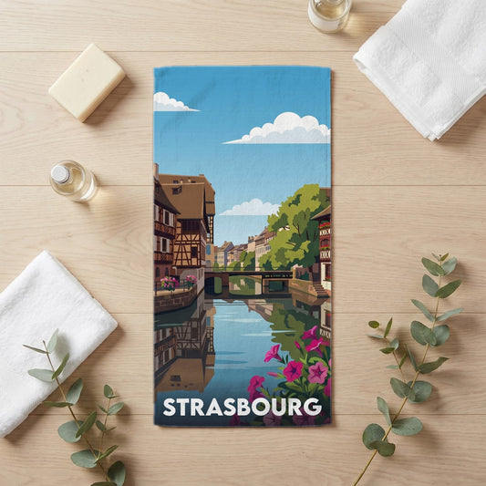 Serviette de bain 30 cm x 60 cm souvenir de Strasbourg