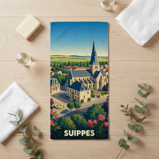 Serviette de bain 30 cm x 60 cm souvenir de Suippes
