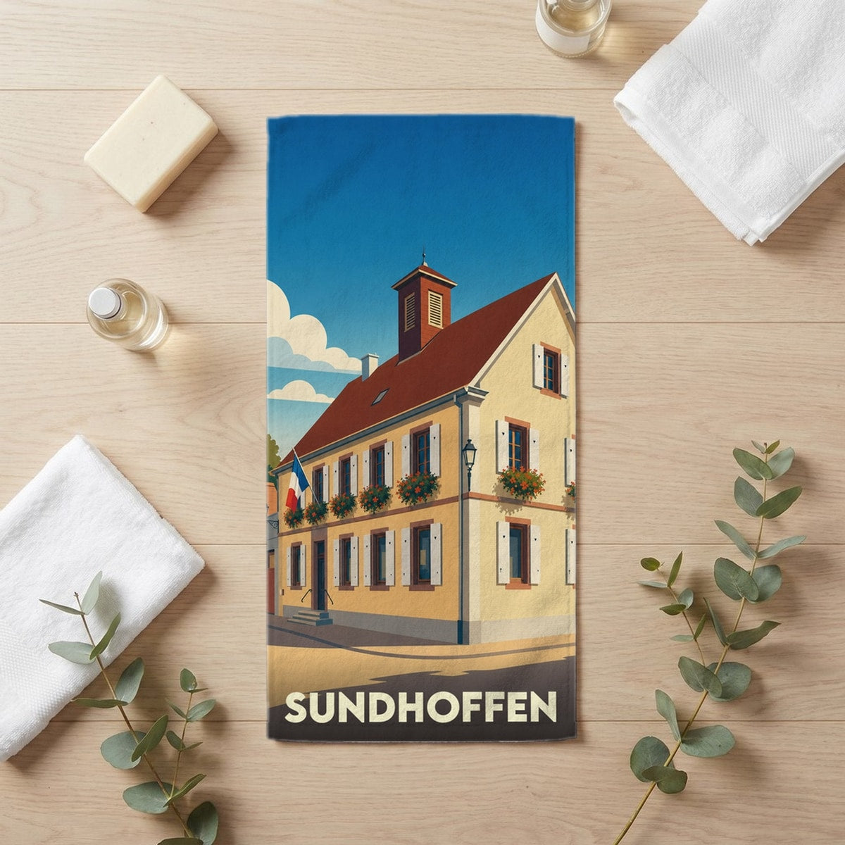 Serviette de bain 30 cm x 60 cm souvenir de Sundhoffen