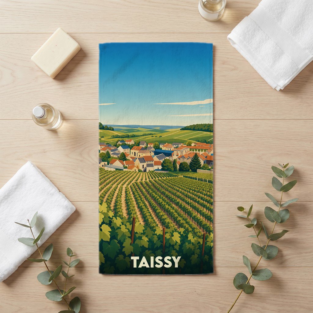 Serviette de bain 30 cm x 60 cm souvenir de Taissy