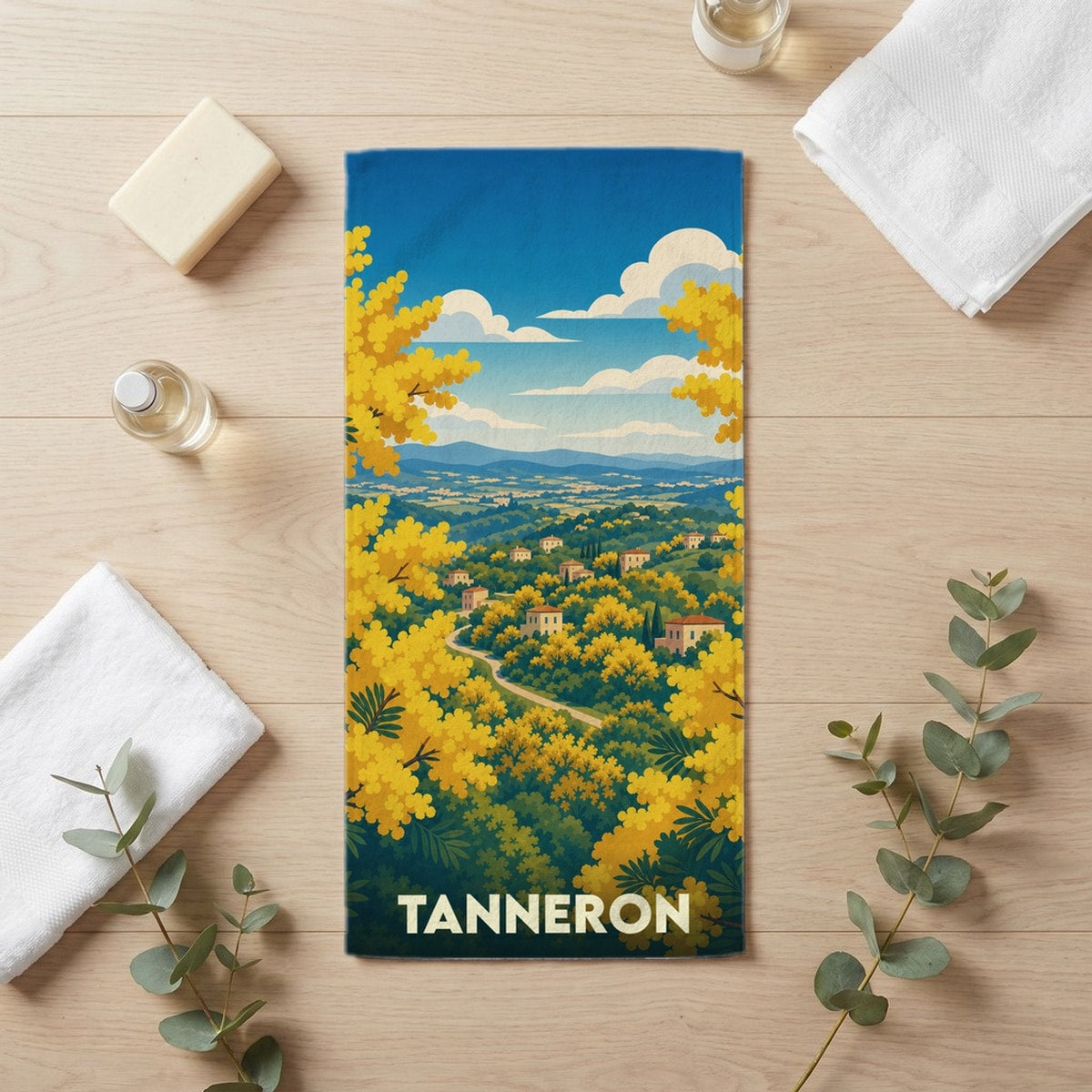 Serviette de bain 30 cm x 60 cm souvenir de Tanneron