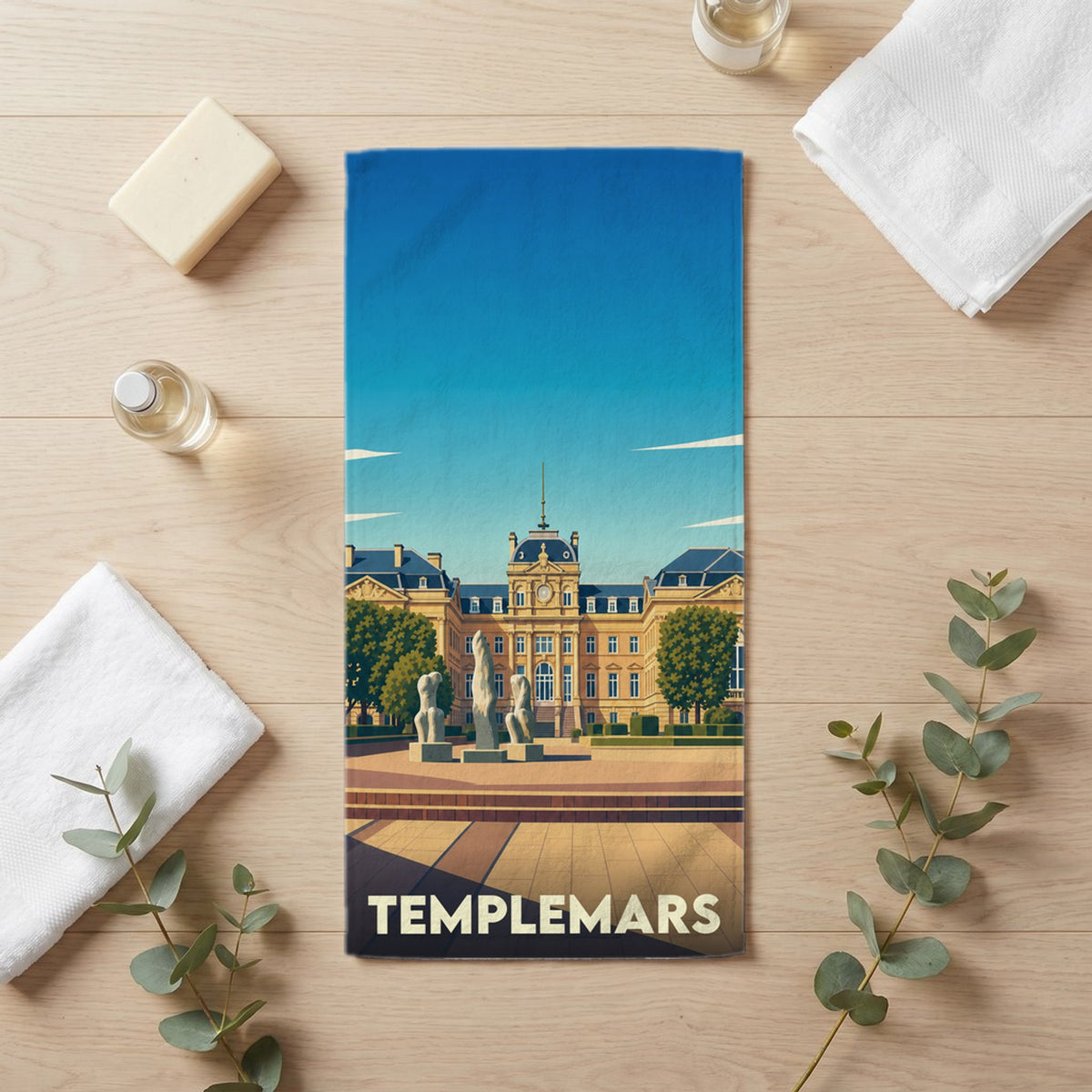 Serviette de bain 30 cm x 60 cm souvenir de Templemars