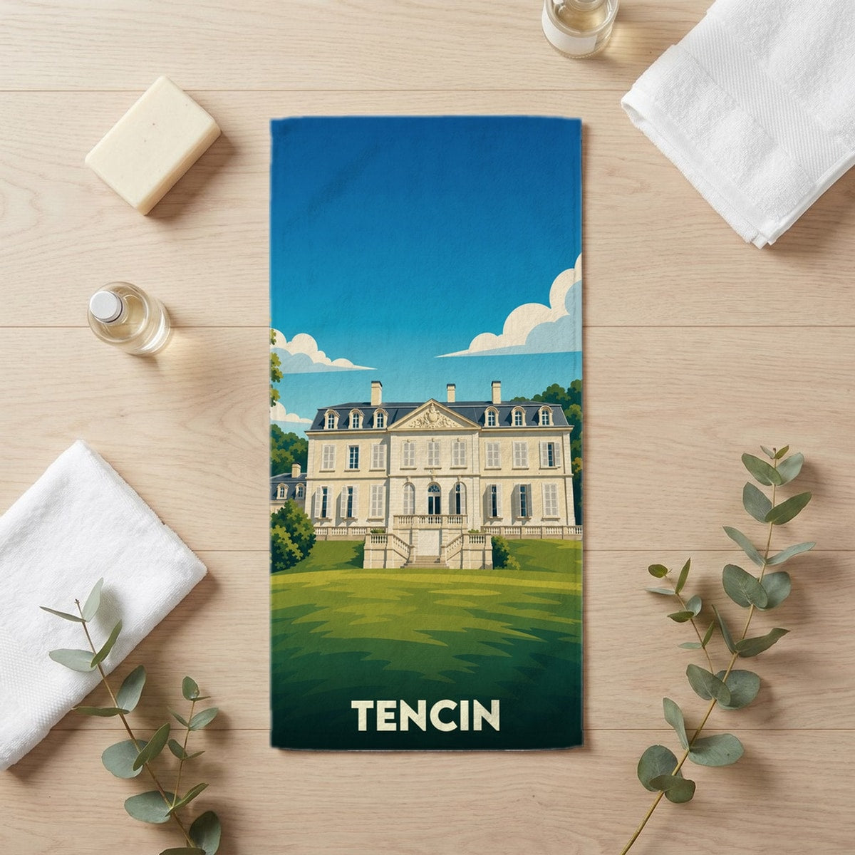 Serviette de bain 30 cm x 60 cm souvenir de Tencin