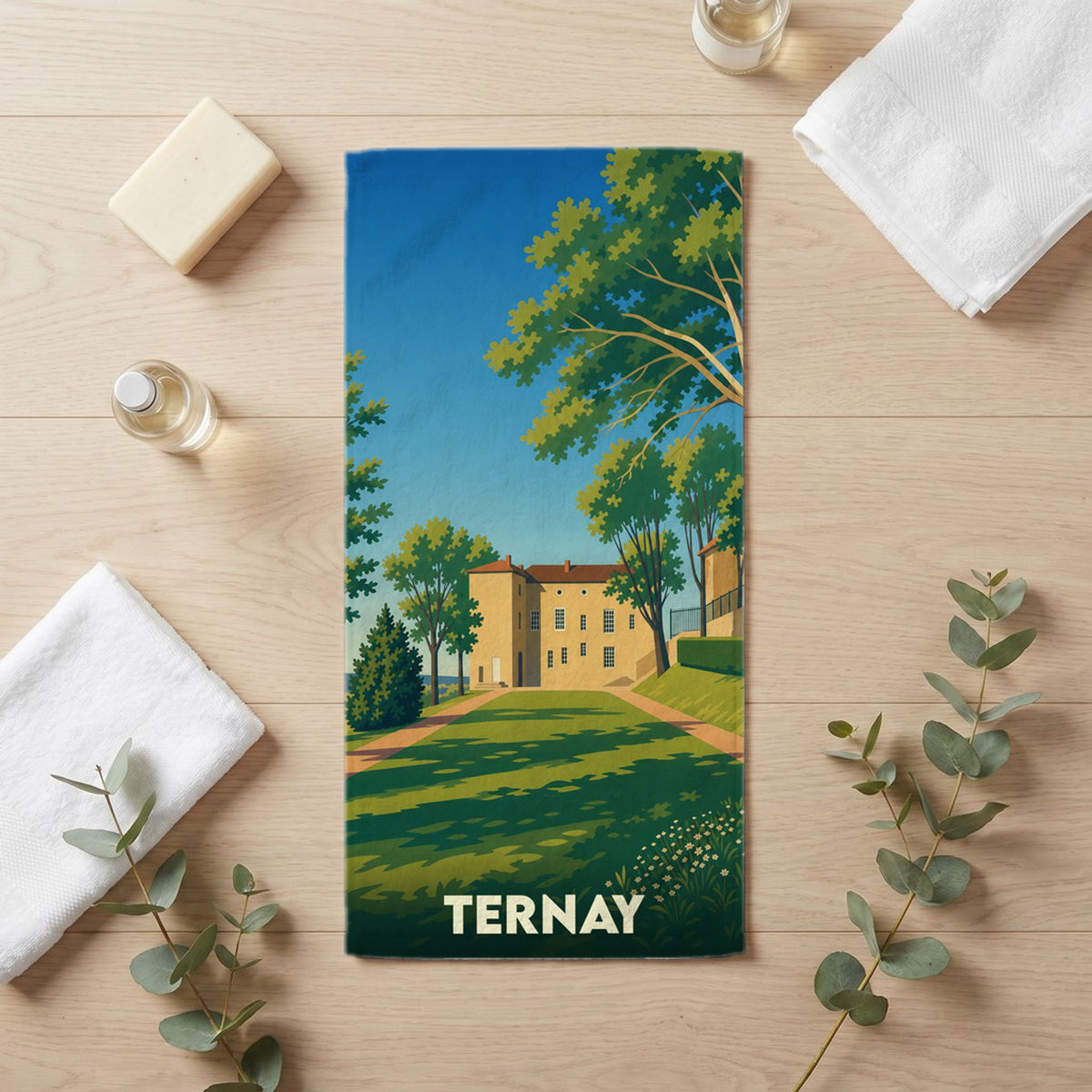 Serviette de bain 30 cm x 60 cm souvenir de Ternay