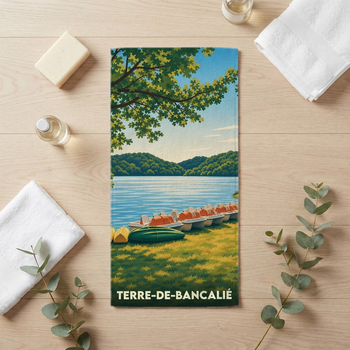 Serviette de bain 30 cm x 60 cm souvenir de Terre-de-Bancalié