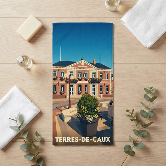 Serviette de bain 30 cm x 60 cm souvenir de Terres-de-Caux