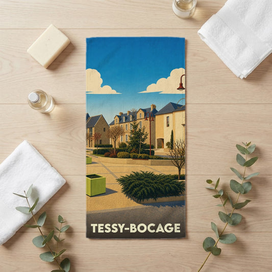 Serviette de bain 30 cm x 60 cm souvenir de Tessy-Bocage