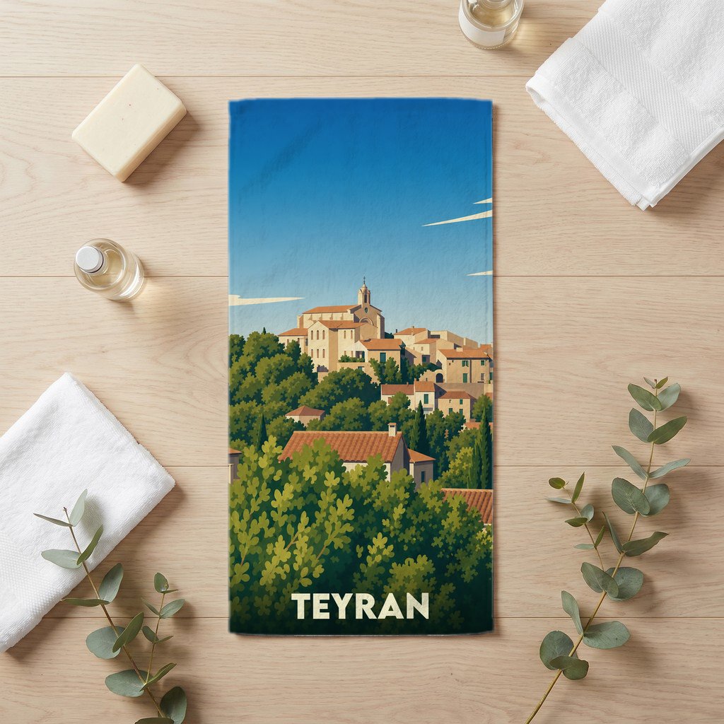 Serviette de bain 30 cm x 60 cm souvenir de Teyran