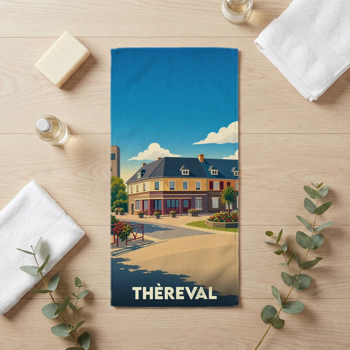Serviette de bain 30 cm x 60 cm souvenir de Thèreval