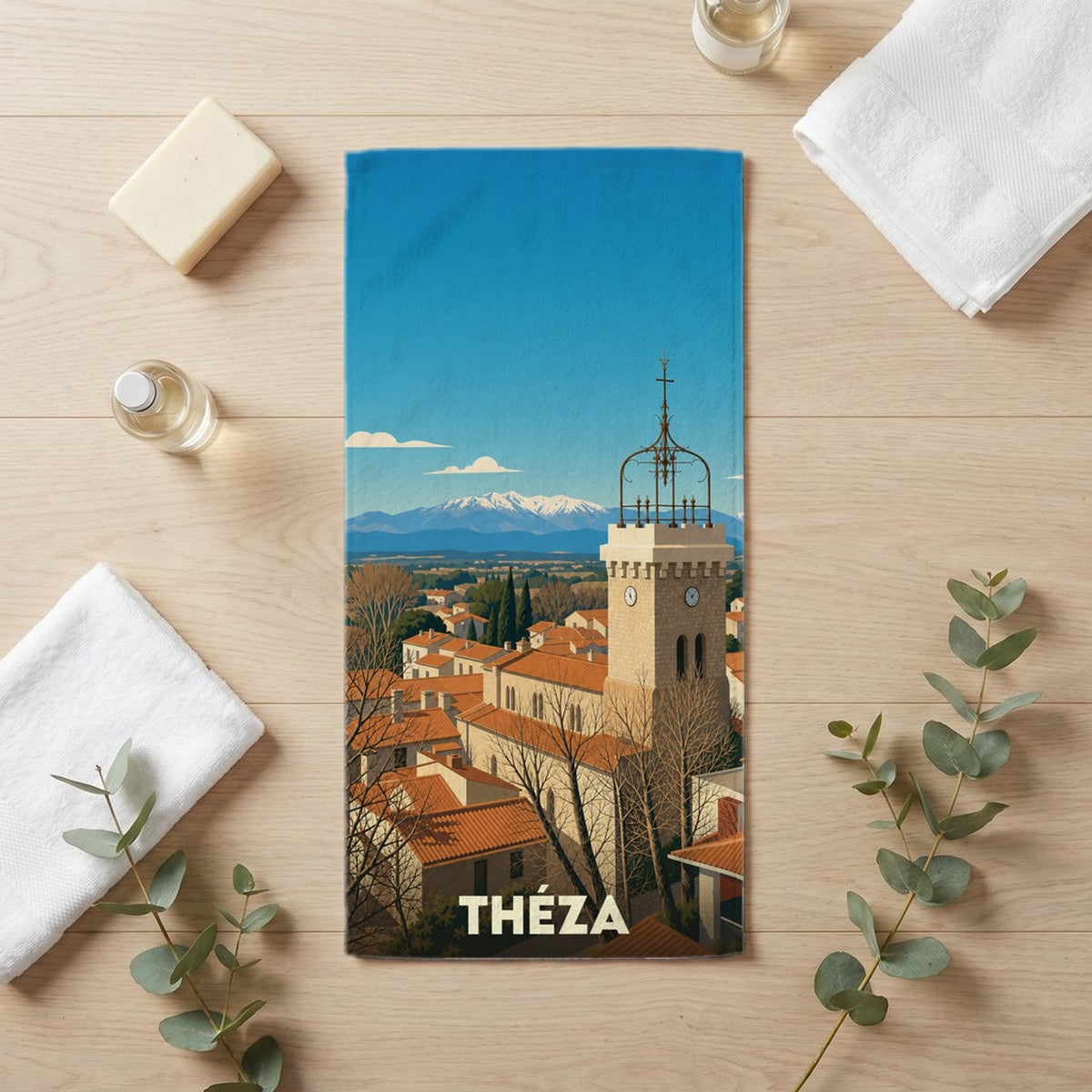 Serviette de bain 30 cm x 60 cm souvenir de Théza