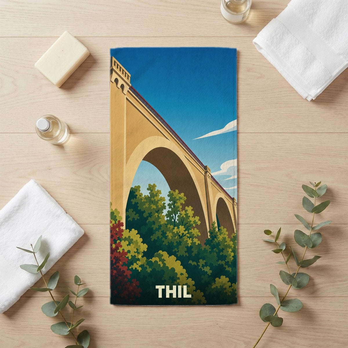 Serviette de bain 30 cm x 60 cm souvenir de Thil