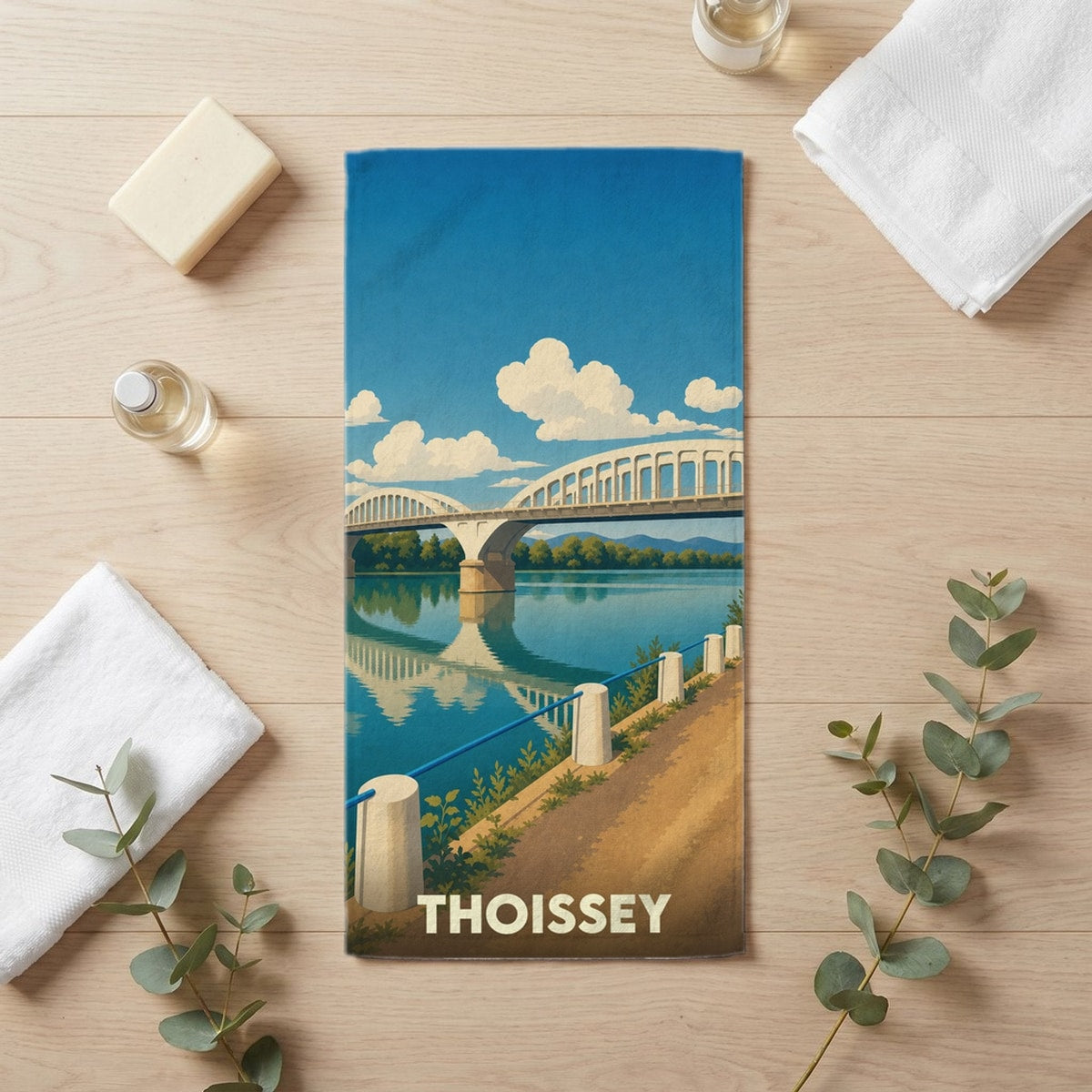Serviette de bain 30 cm x 60 cm souvenir de Thoissey