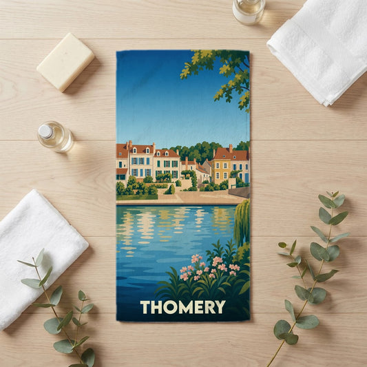 Serviette de bain 30 cm x 60 cm souvenir de Thomery