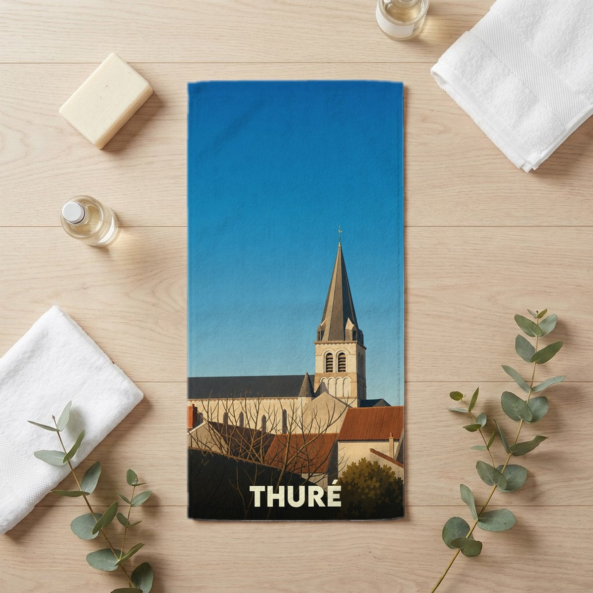 Serviette de bain 30 cm x 60 cm souvenir de Thuré