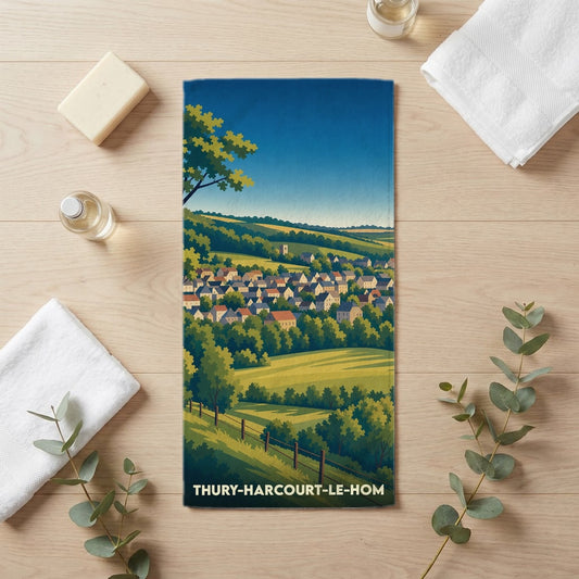 Serviette de bain 30 cm x 60 cm souvenir de Thury-Harcourt-le-Hom