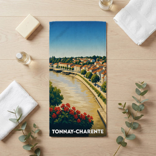 Serviette de bain 30 cm x 60 cm souvenir de Tonnay-Charente