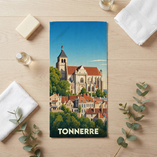Serviette de bain 30 cm x 60 cm souvenir de Tonnerre