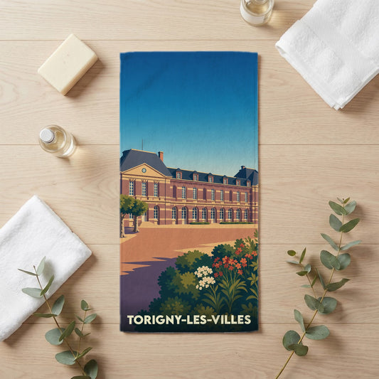 Serviette de bain 30 cm x 60 cm souvenir de Torigny-les-Villes