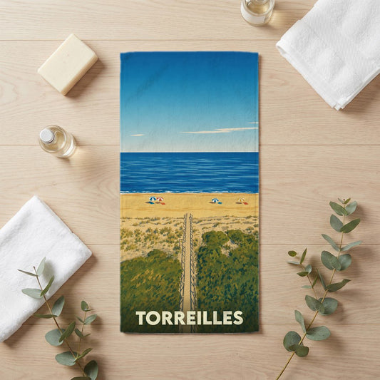 Serviette de bain 30 cm x 60 cm souvenir de Torreilles