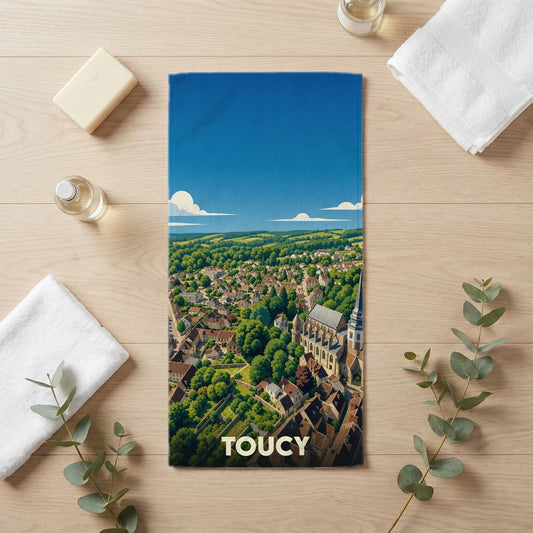Serviette de bain 30 cm x 60 cm souvenir de Toucy