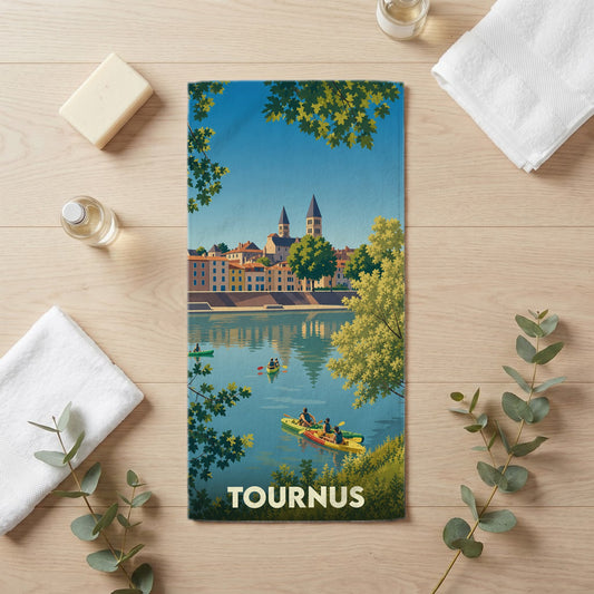 Serviette de bain 30 cm x 60 cm souvenir de Tournus