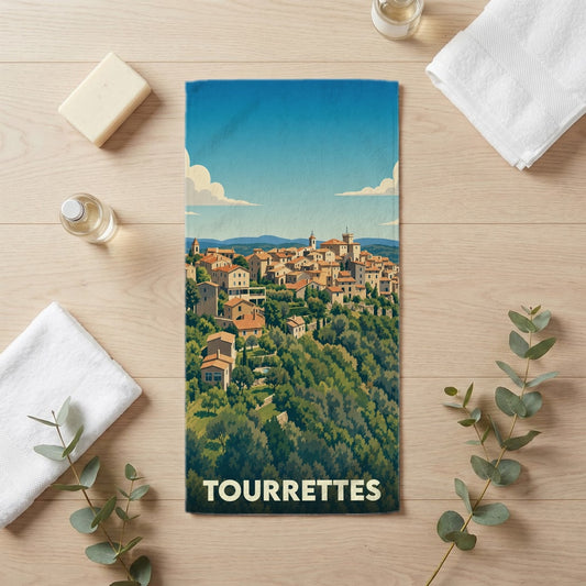 Serviette de bain 30 cm x 60 cm souvenir de Tourrettes