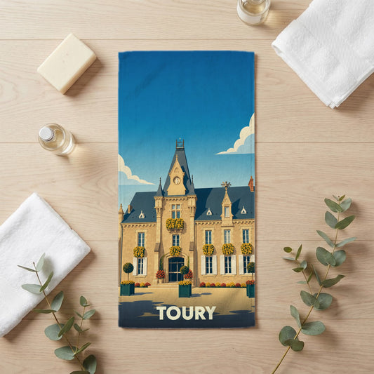 Serviette de bain 30 cm x 60 cm souvenir de Toury