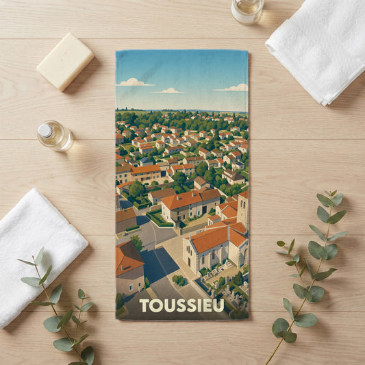 Serviette de bain 30 cm x 60 cm souvenir de Toussieu
