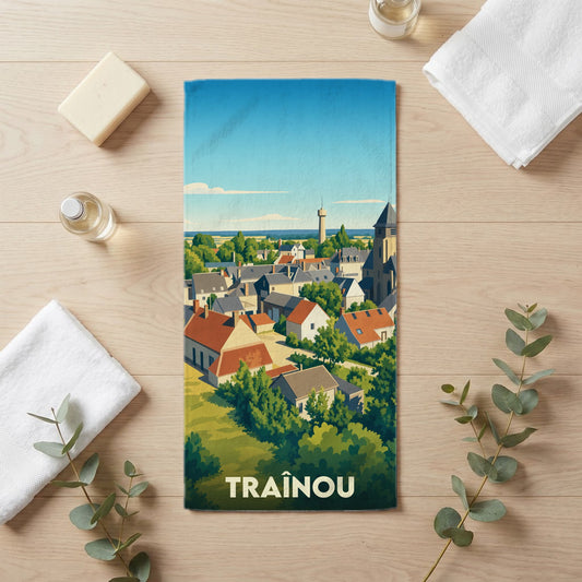 Serviette de bain 30 cm x 60 cm souvenir de Traînou