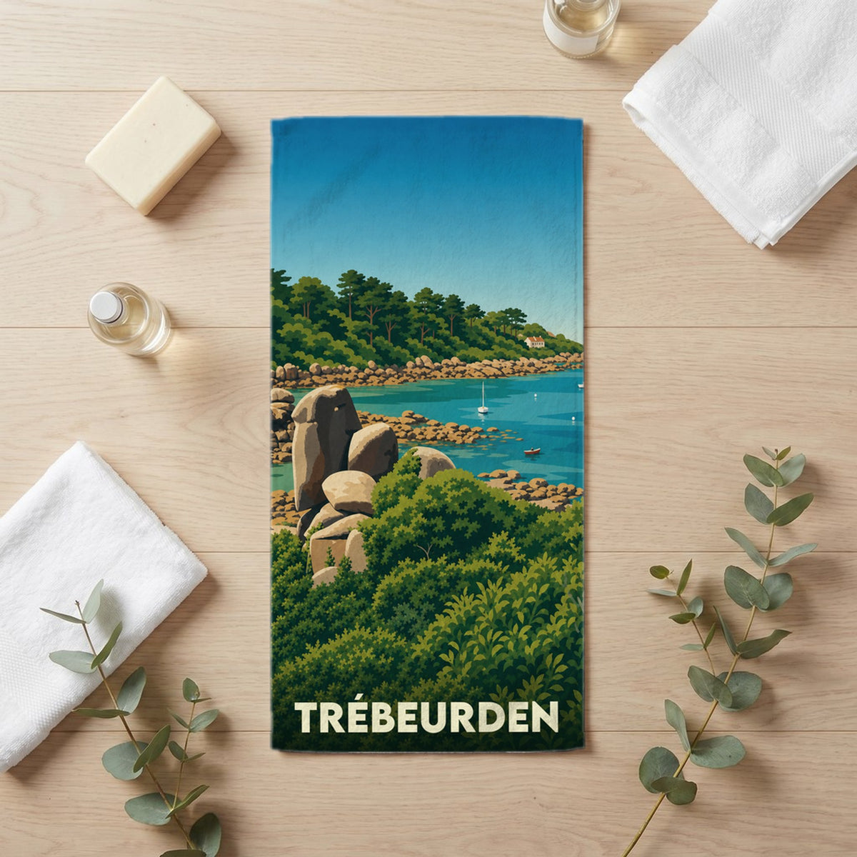 Serviette de bain 30 cm x 60 cm souvenir de Trébeurden