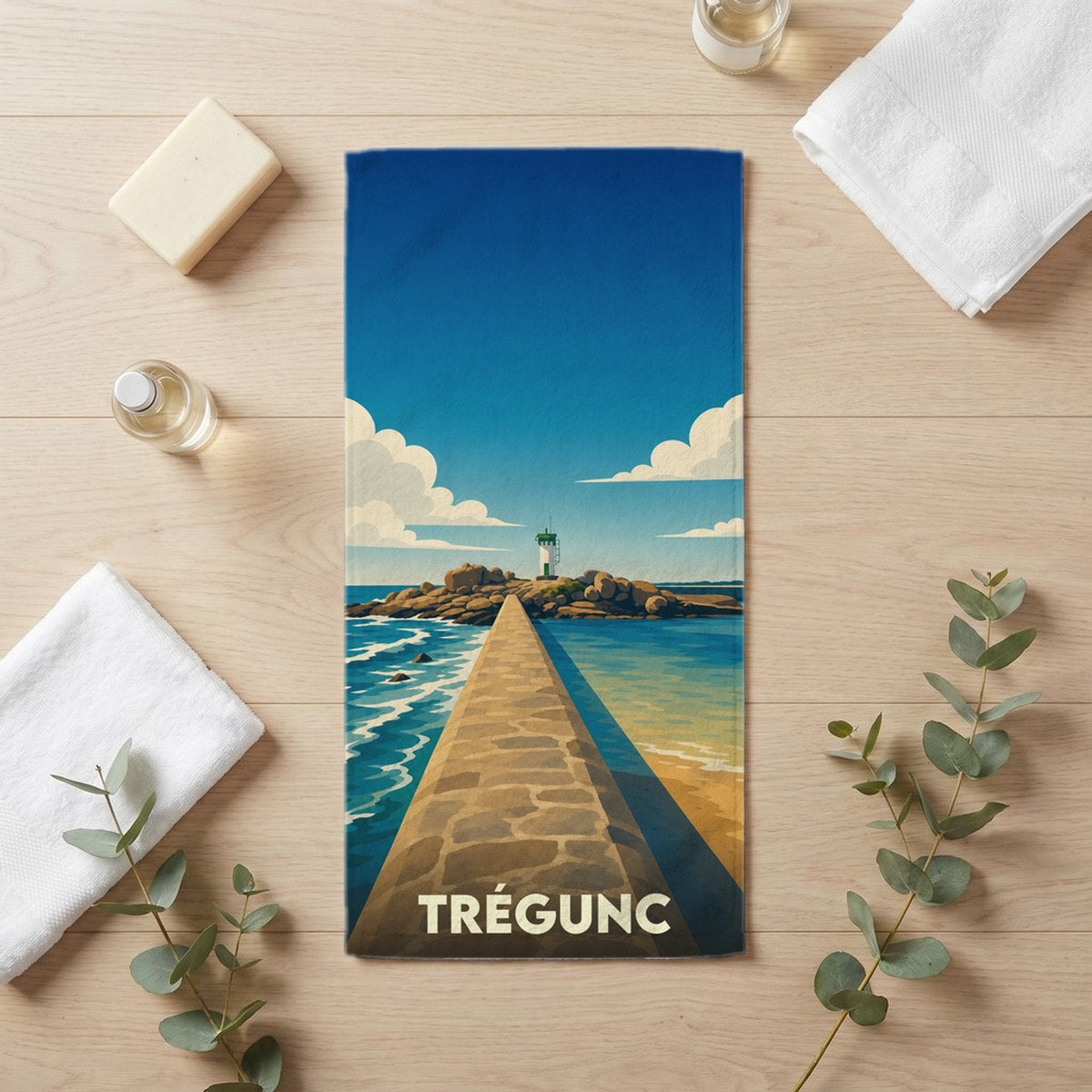 Serviette de bain 30 cm x 60 cm souvenir de Trégunc