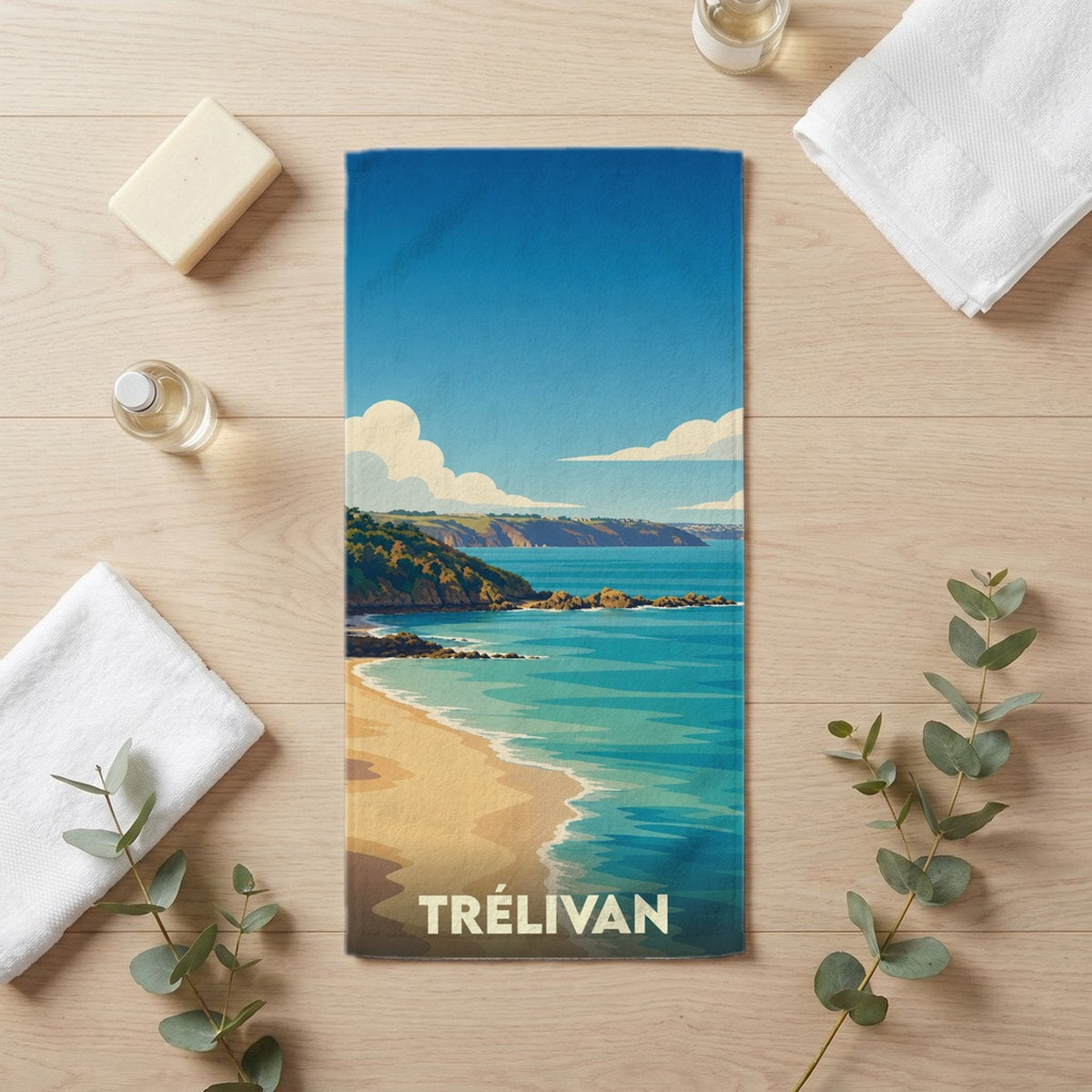 Serviette de bain 30 cm x 60 cm souvenir de Trélivan