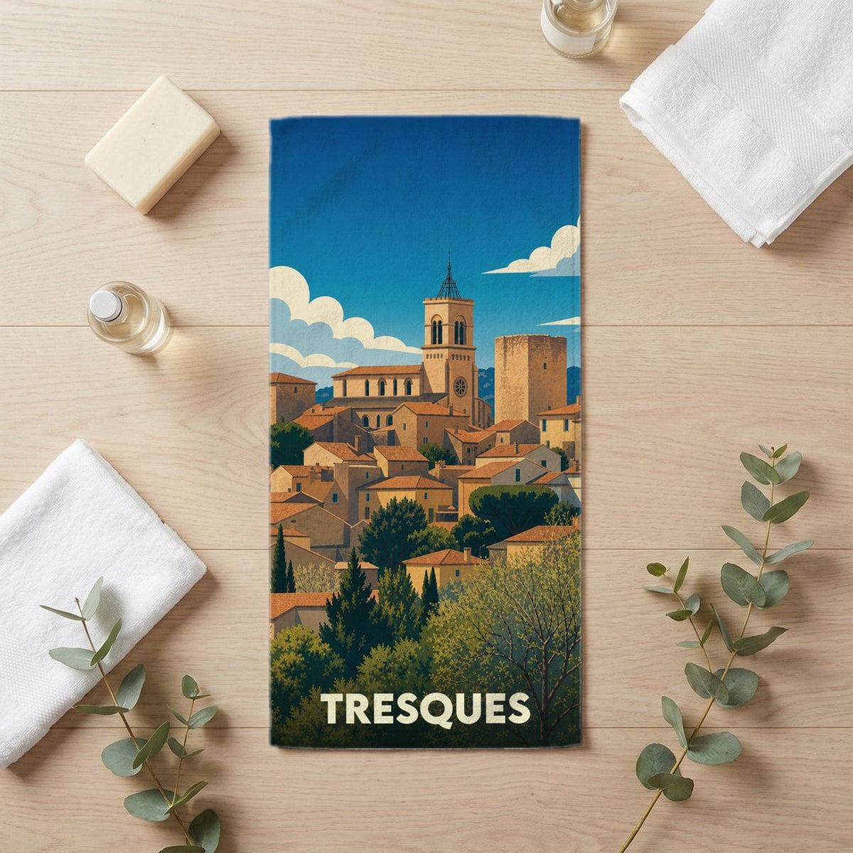 Serviette de bain 30 cm x 60 cm souvenir de Tresques