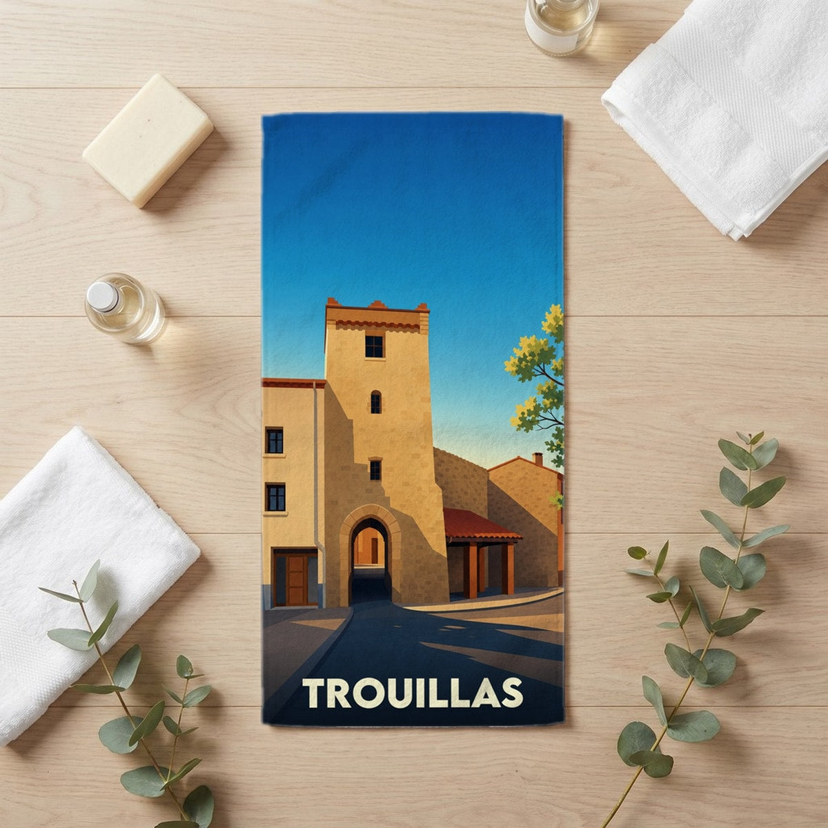 Serviette de bain 30 cm x 60 cm souvenir de Trouillas