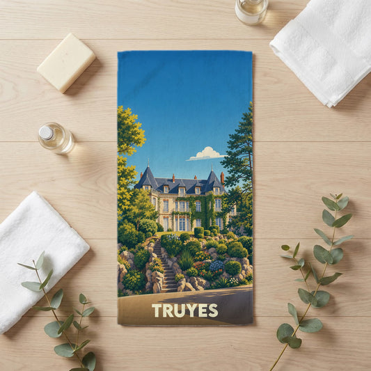 Serviette de bain 30 cm x 60 cm souvenir de Truyes