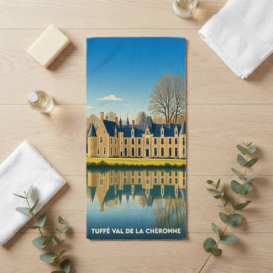 Serviette de bain 30 cm x 60 cm souvenir de Tuffé Val de la Chéronne