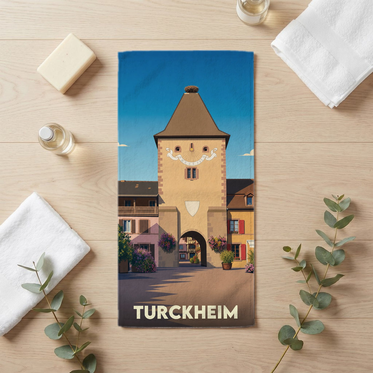 Serviette de bain 30 cm x 60 cm souvenir de Turckheim