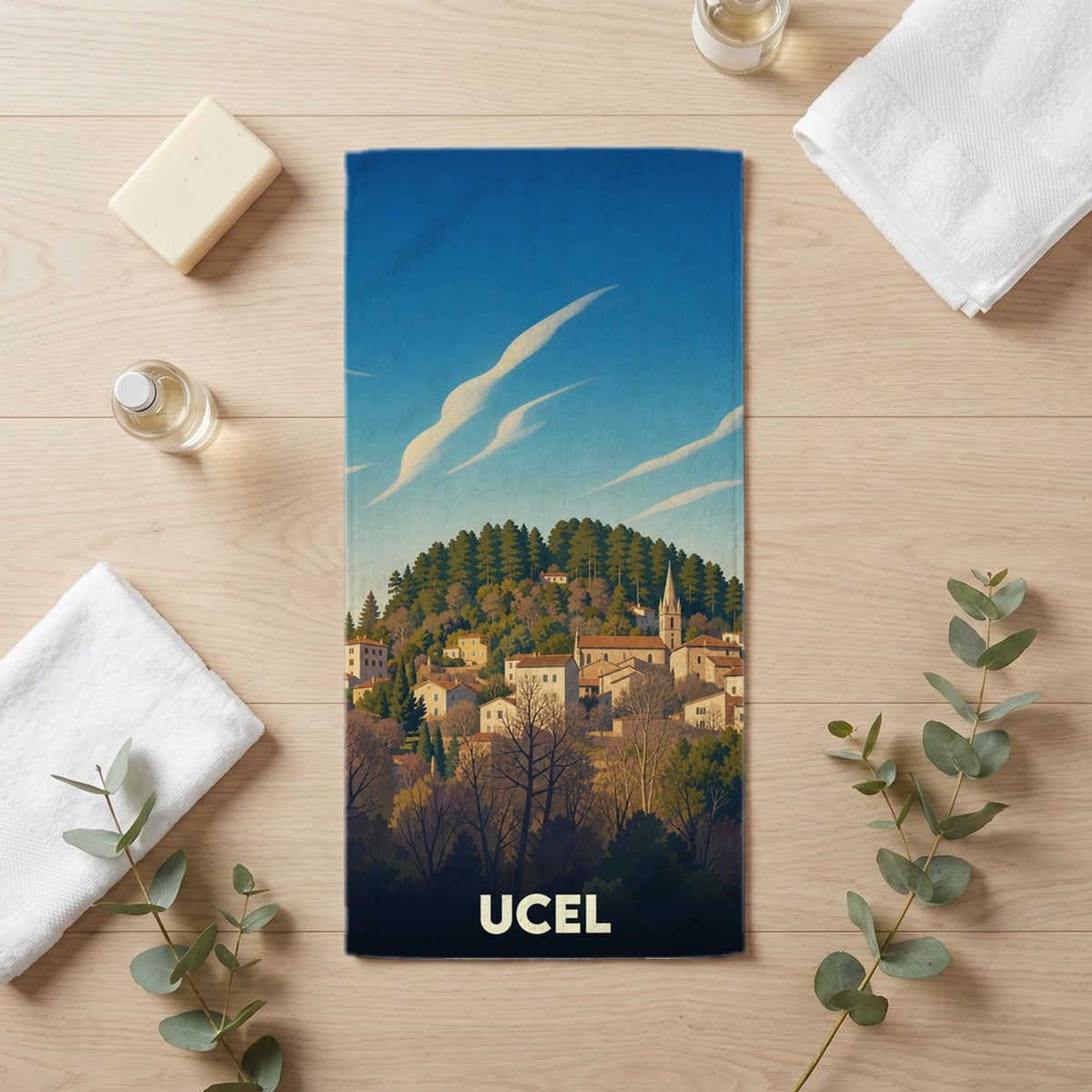 Serviette de bain 30 cm x 60 cm souvenir de Ucel