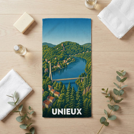 Serviette de bain 30 cm x 60 cm souvenir de Unieux
