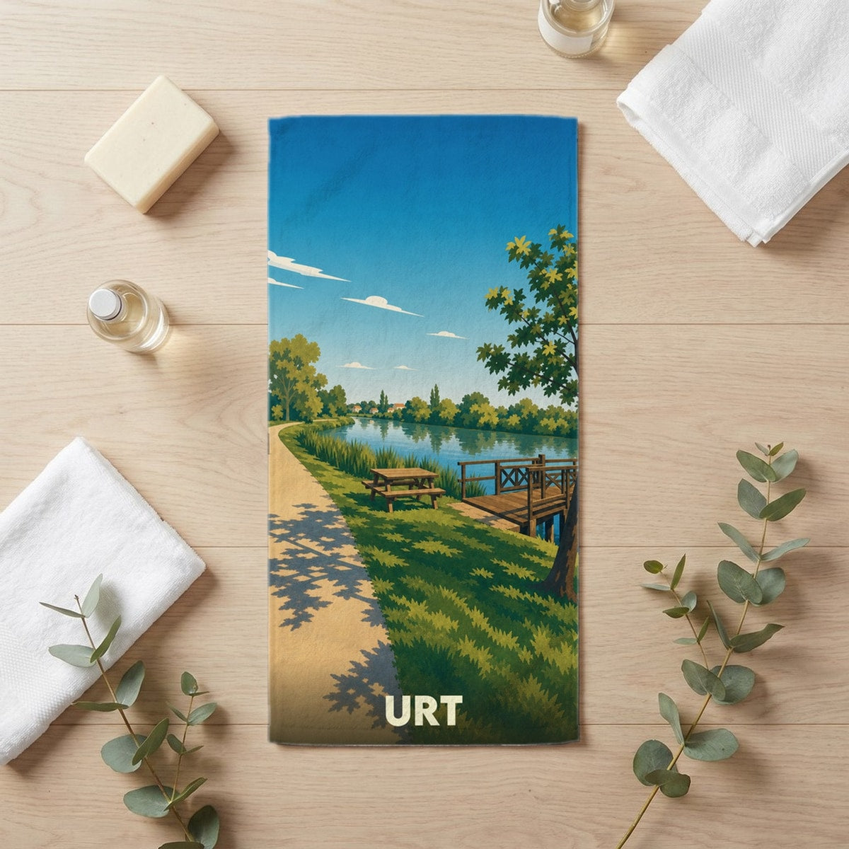 Serviette de bain 30 cm x 60 cm souvenir de Urt