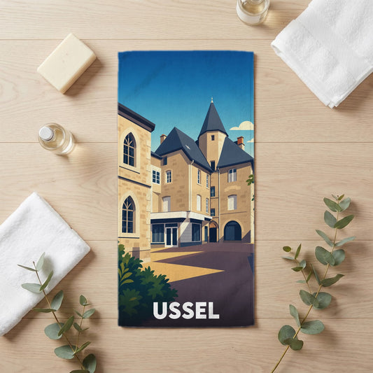 Serviette de bain 30 cm x 60 cm souvenir de Ussel