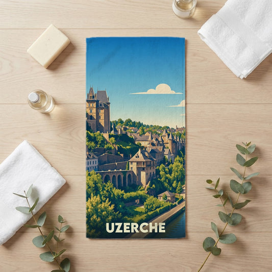 Serviette de bain 30 cm x 60 cm souvenir de Uzerche