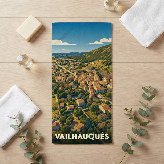 Serviette de bain 30 cm x 60 cm souvenir de Vailhauquès