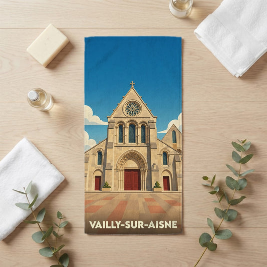 Serviette de bain 30 cm x 60 cm souvenir de Vailly-sur-Aisne